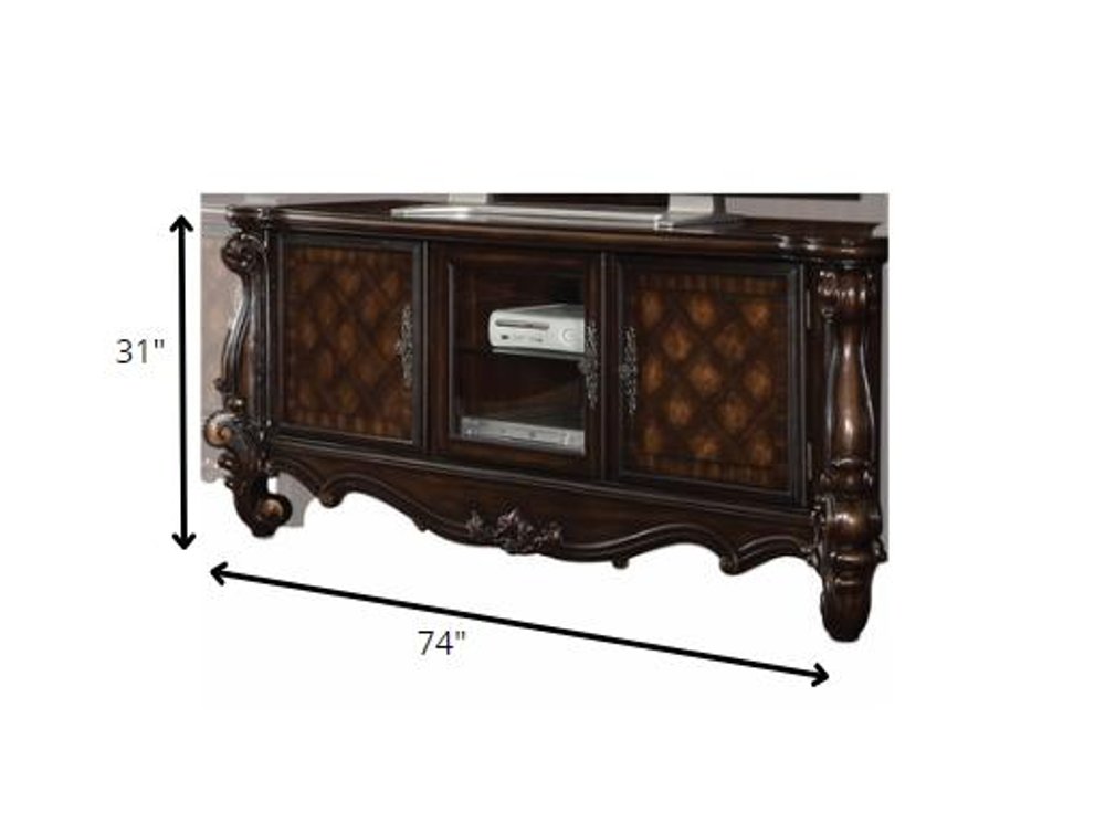 74" Dark Brown Solid Wood Enclosed Storage HomeRoots