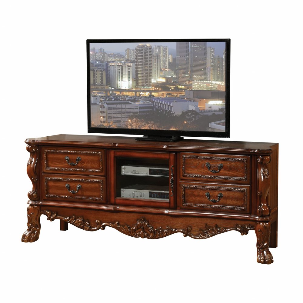 74" Off White Wood And Glass Carved Scrollwork Entertainment Center HomeRoots