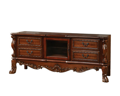 79" Brown Wood And Glass Carved Scrollwork Entertainment Center HomeRoots
