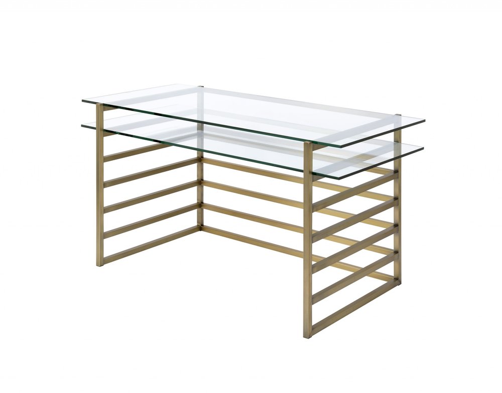 28" Clear and Gold Glass Mirrored HomeRoots