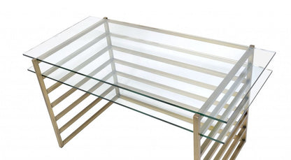 28" Clear and Gold Glass Mirrored HomeRoots