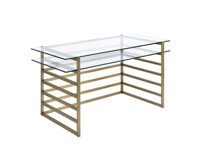 28" Clear and Gold Glass Mirrored HomeRoots