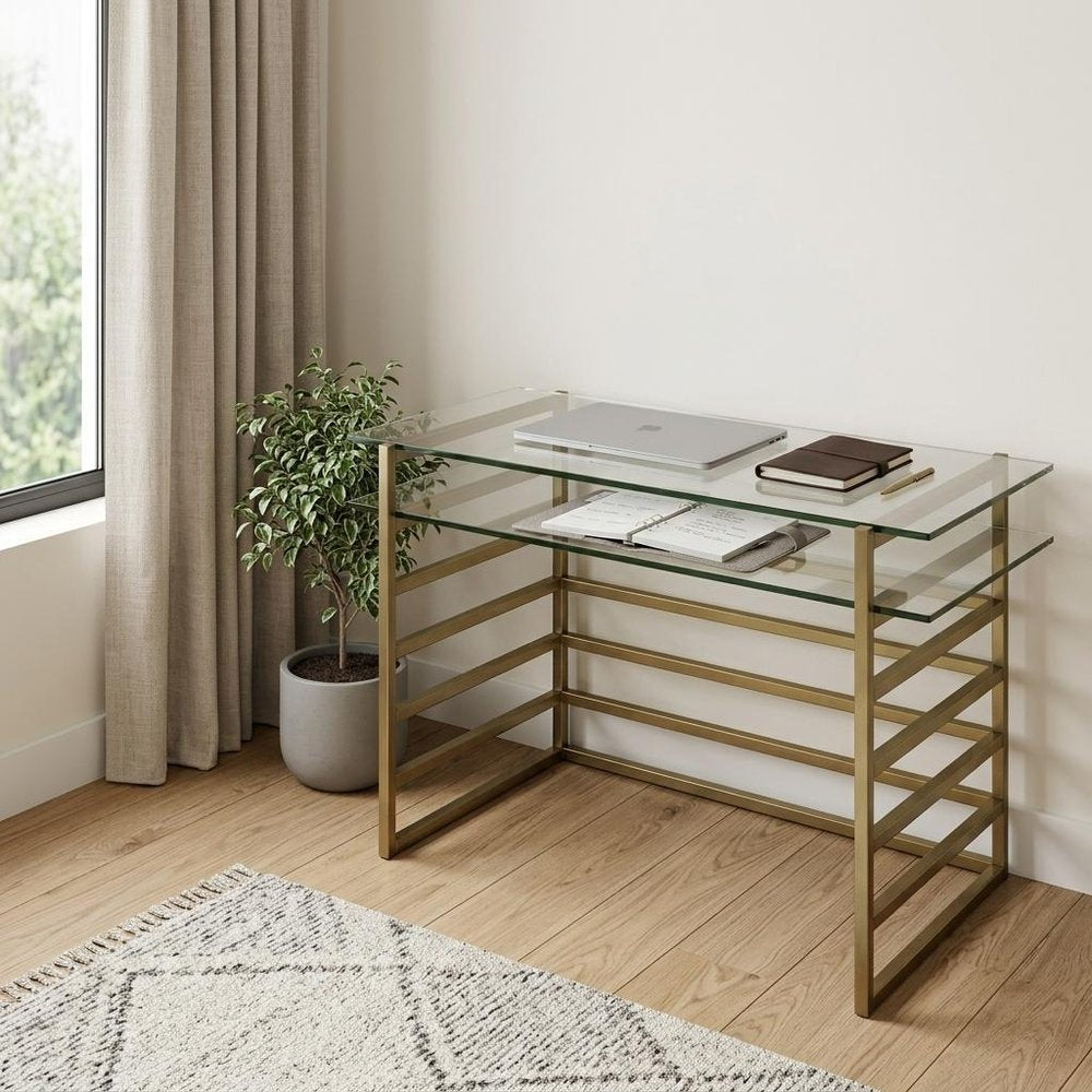 28" Clear and Gold Glass Mirrored HomeRoots