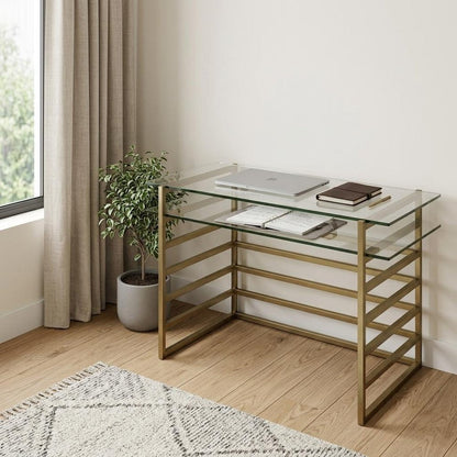 28" Clear and Gold Glass Mirrored HomeRoots