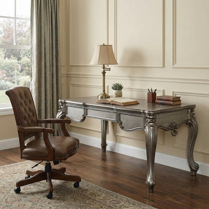 35" Silver Executive Desk HomeRoots