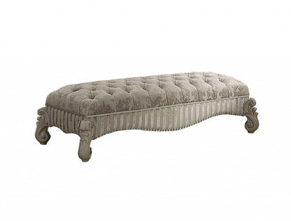 28" X 65" X 20" Ivory Fabric Bone White Upholstery Poly Resin Bench HomeRoots