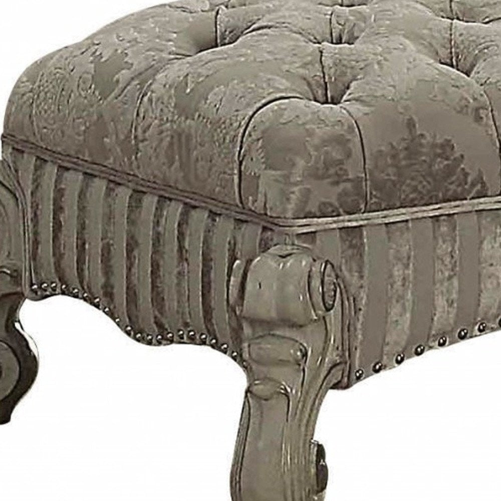 28" X 65" X 20" Ivory Fabric Bone White Upholstery Poly Resin Bench HomeRoots