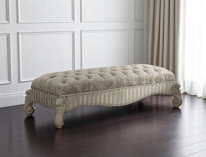 28" X 65" X 20" Ivory Fabric Bone White Upholstery Poly Resin Bench HomeRoots