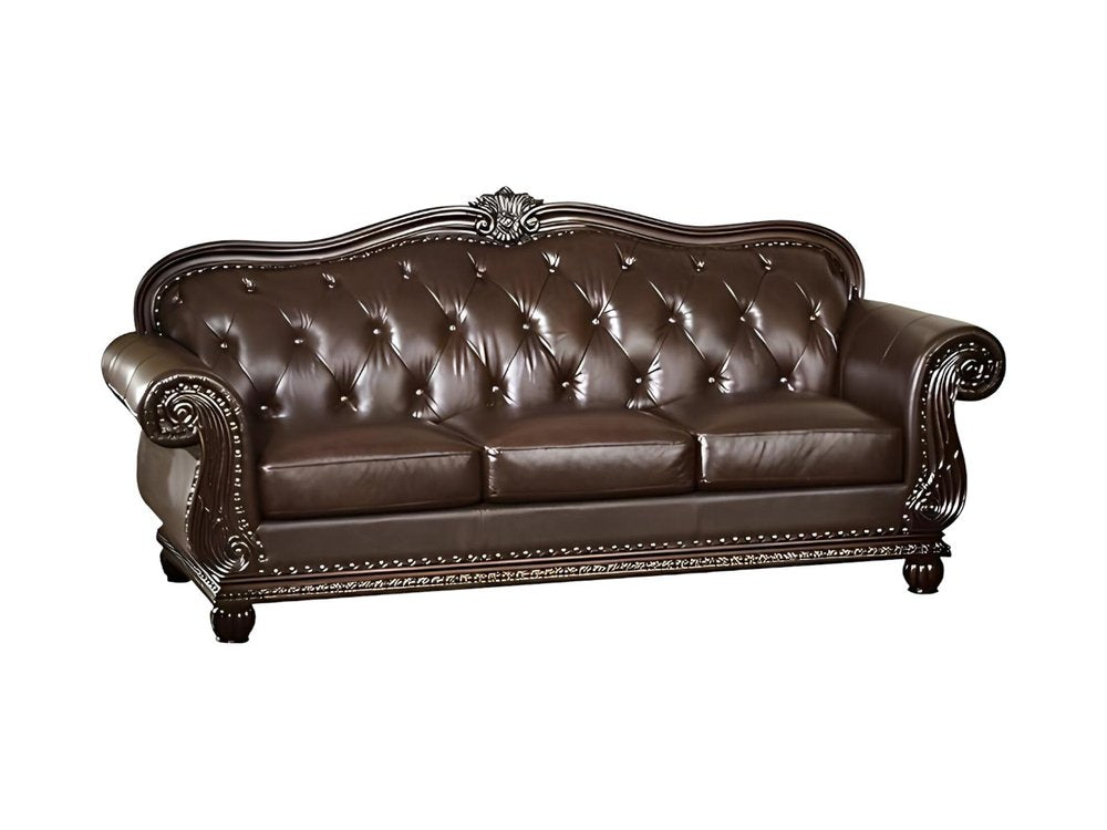 37" Espresso Top Grain Leather Sofa HomeRoots