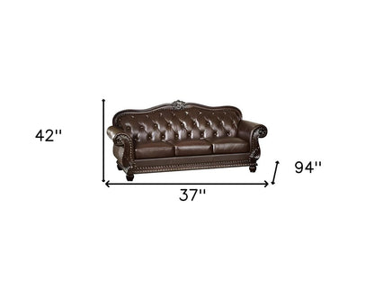 37" Espresso Top Grain Leather Sofa HomeRoots