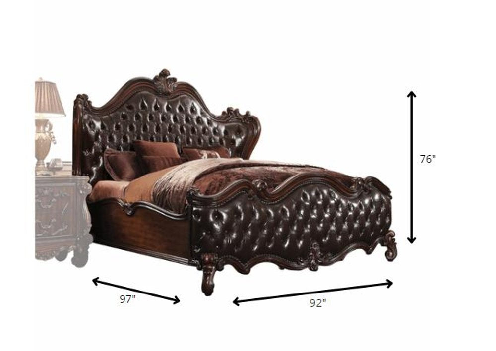 Dark Brown King Bed Frame with Nailhead Trim HomeRoots