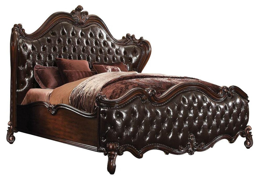 Dark Brown King Bed Frame with Nailhead Trim HomeRoots