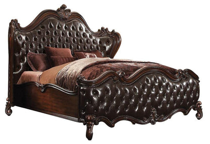 Dark Brown King Bed Frame with Nailhead Trim HomeRoots