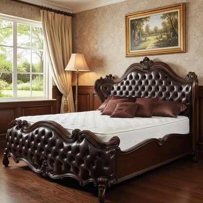 Dark Brown King Bed Frame with Nailhead Trim HomeRoots
