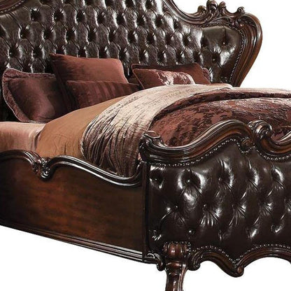 Dark Brown King Bed Frame with Nailhead Trim HomeRoots
