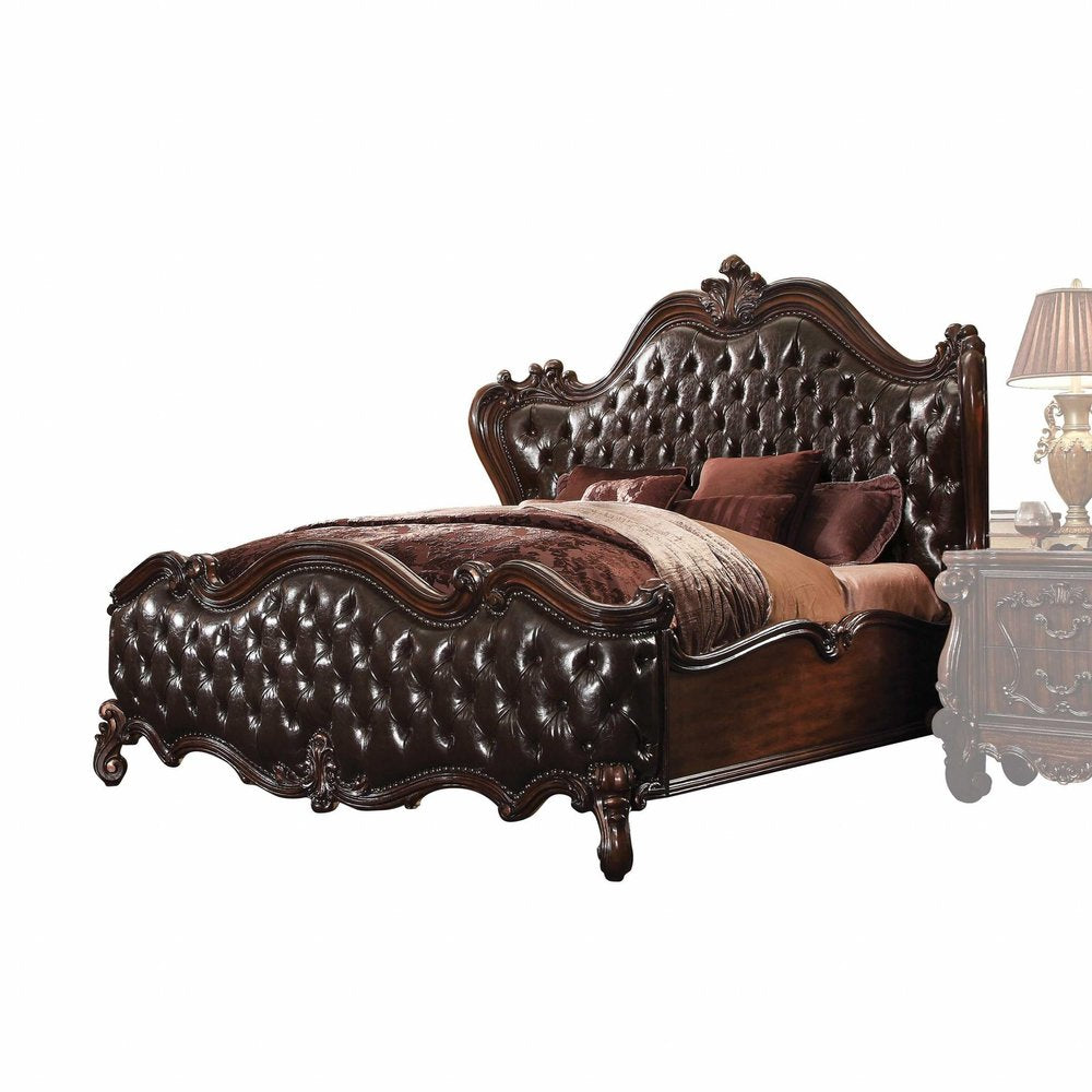 Dark Brown King Bed Frame with Nailhead Trim HomeRoots
