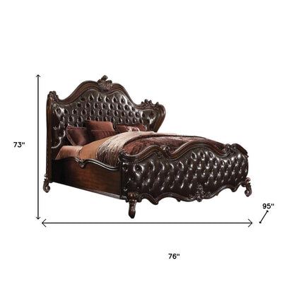 Dark Brown King Bed Frame with Nailhead Trim HomeRoots