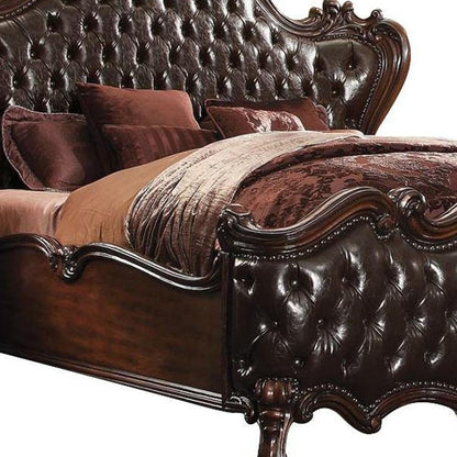 Dark Brown King Bed Frame with Nailhead Trim HomeRoots