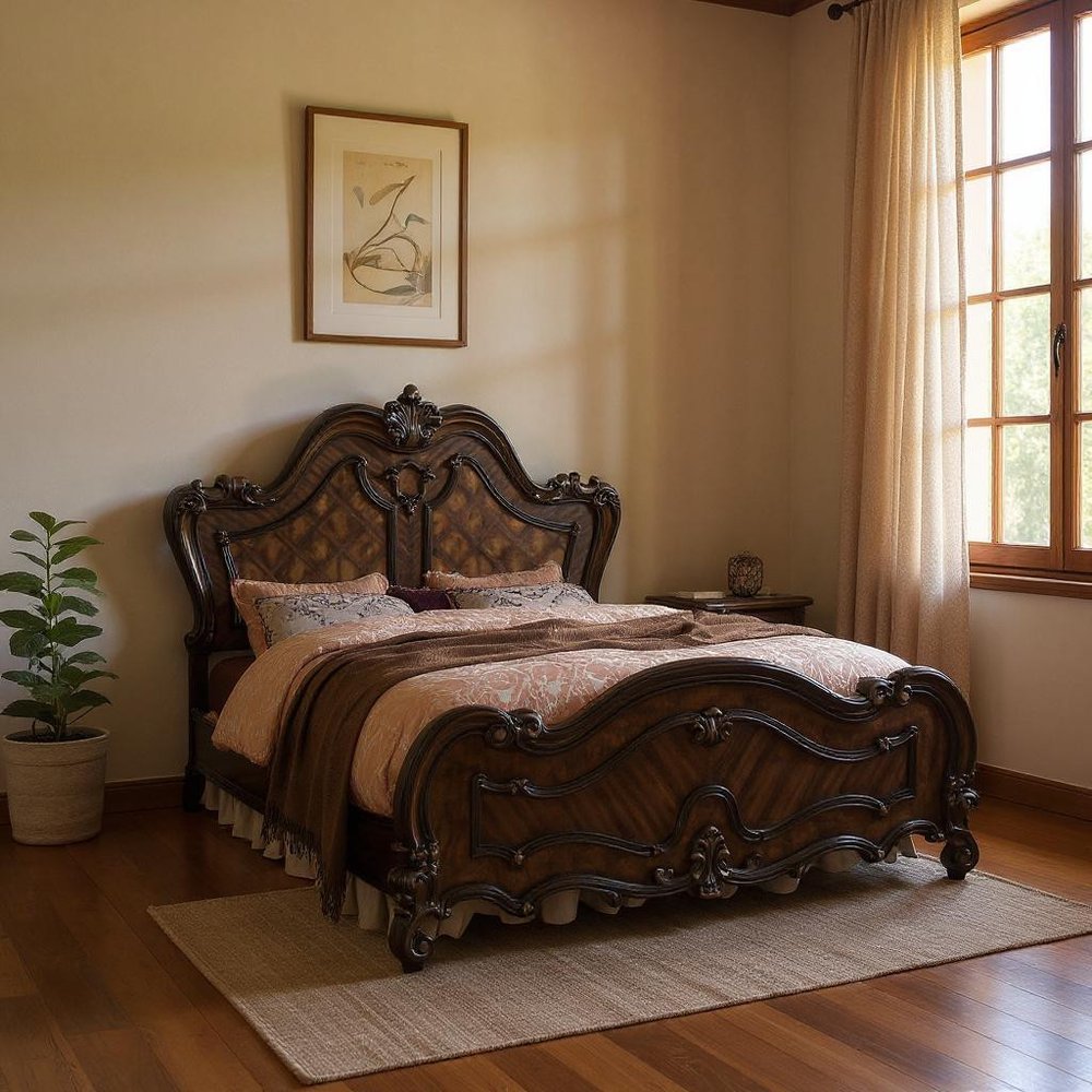 Dark Brown Solid Wood Bed Frame HomeRoots