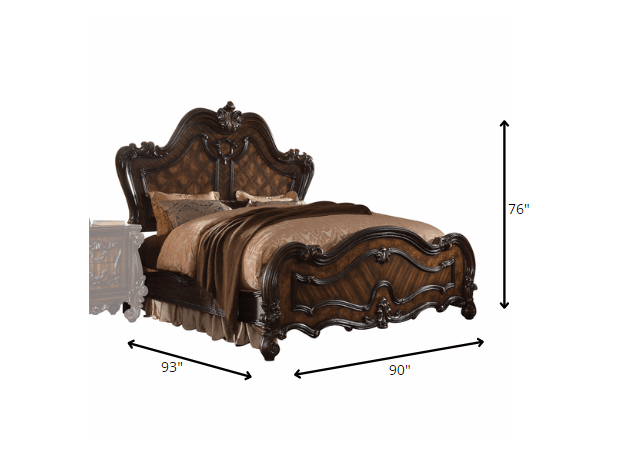 86" X 97" X 75" Cherry Oak Wood Poly Resin California King Bed - FurniFindUSA