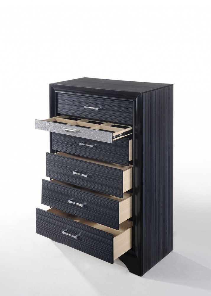 63" Black Manufactured Wood Nine Drawer Gentlemans Chest HomeRoots