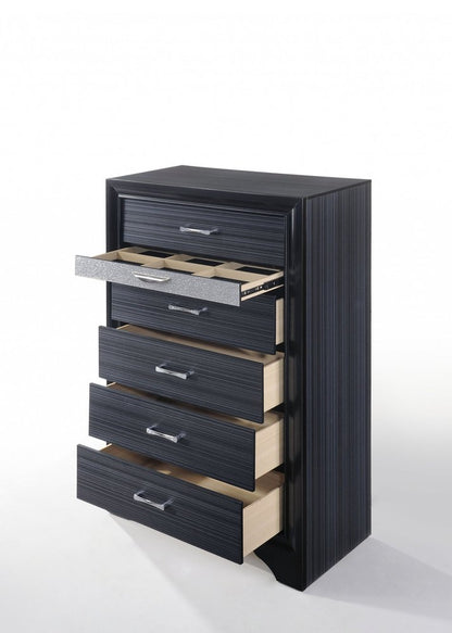 63" Black Manufactured Wood Nine Drawer Gentlemans Chest HomeRoots