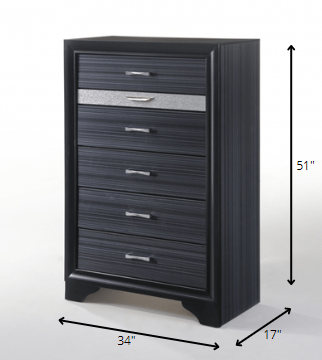 63" Black Manufactured Wood Nine Drawer Gentlemans Chest HomeRoots