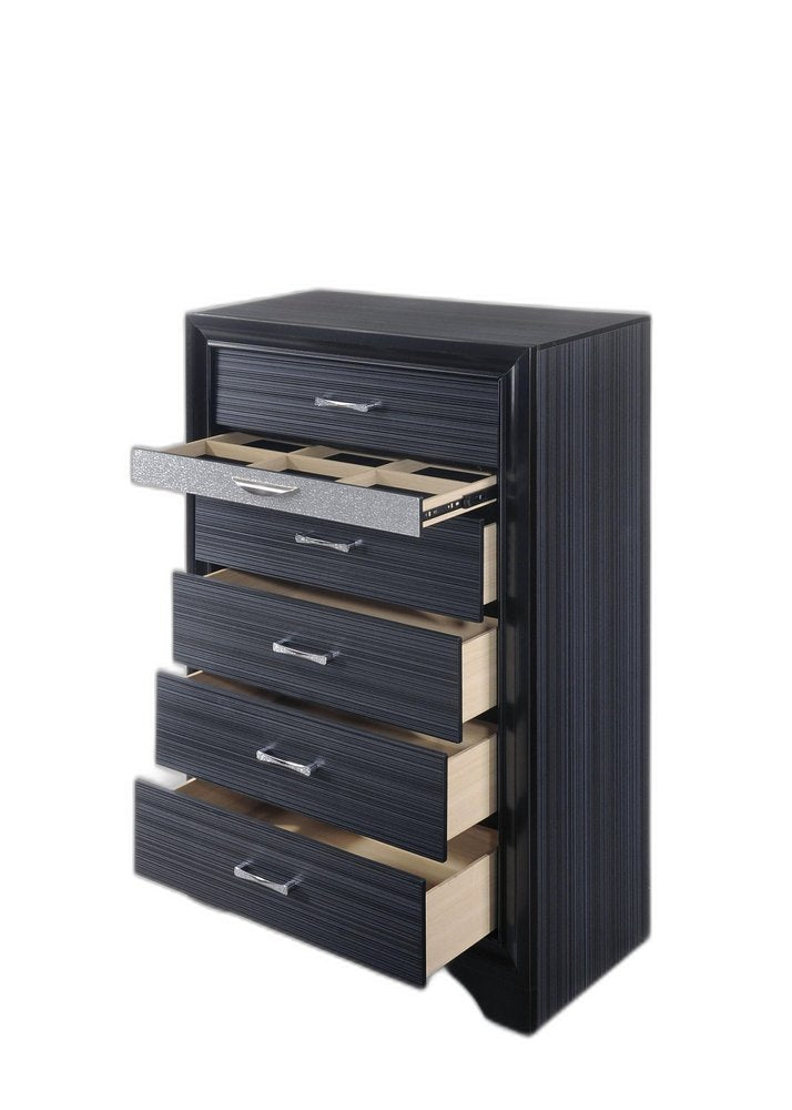 63" Black Manufactured Wood Nine Drawer Gentlemans Chest HomeRoots