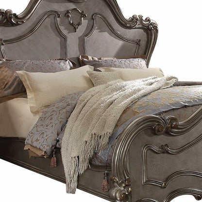 Gray Carved Scrollwork Wood Queen Bed Frame HomeRoots
