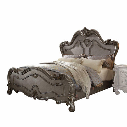 Gray Carved Scrollwork Wood Queen Bed Frame HomeRoots