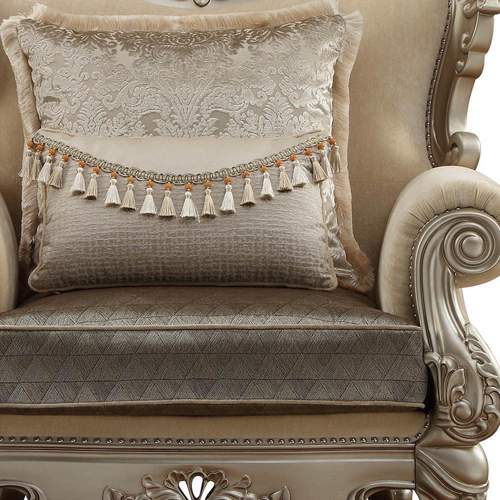 44" Champagne Fabric Trellis Club Chair - FurniFindUSA