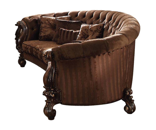 55" Brown Velvet Curved Sofa And Toss Pillows HomeRoots