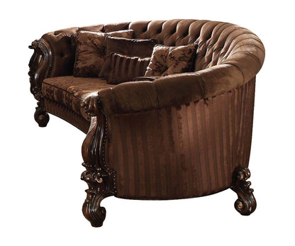 55" Brown Velvet Curved Sofa And Toss Pillows HomeRoots