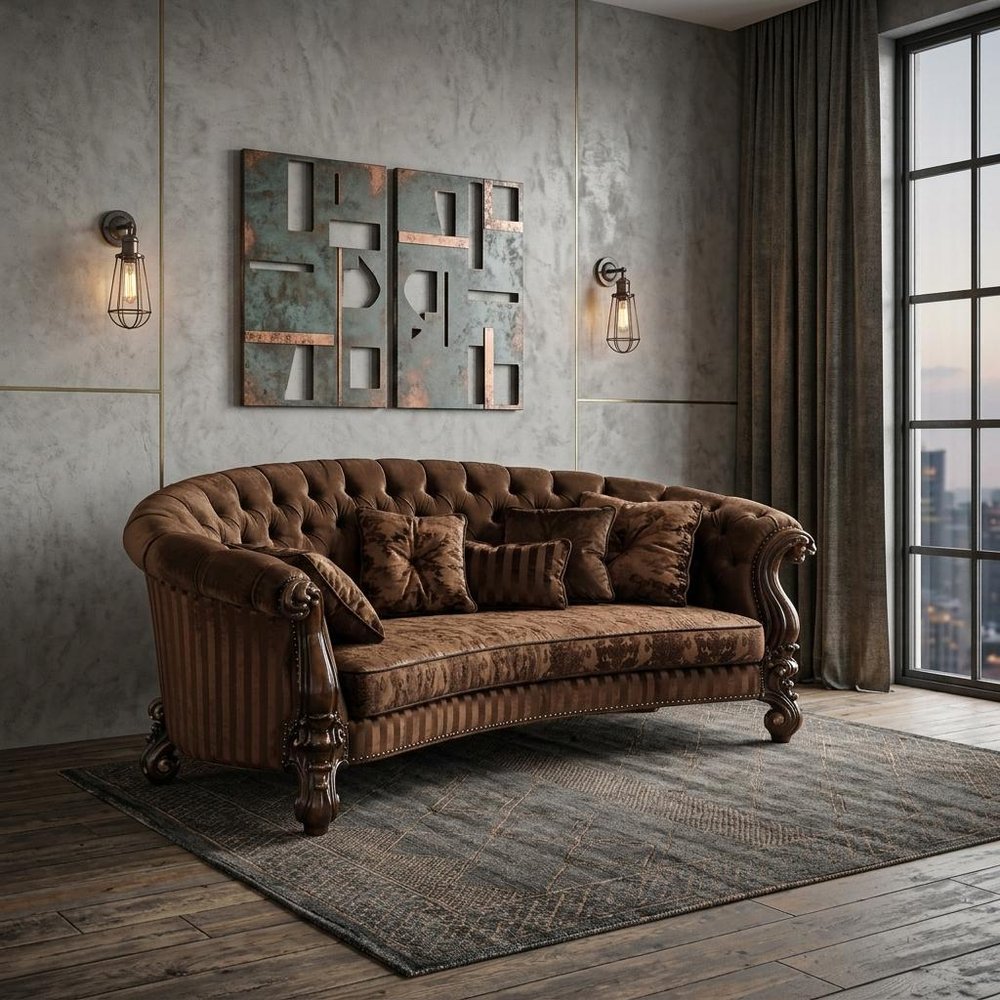 55" Brown Velvet Curved Sofa And Toss Pillows HomeRoots