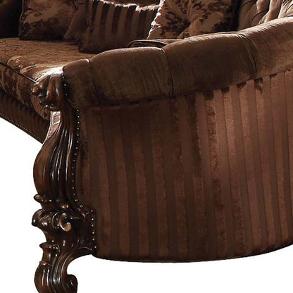 55" Brown Velvet Curved Sofa And Toss Pillows HomeRoots
