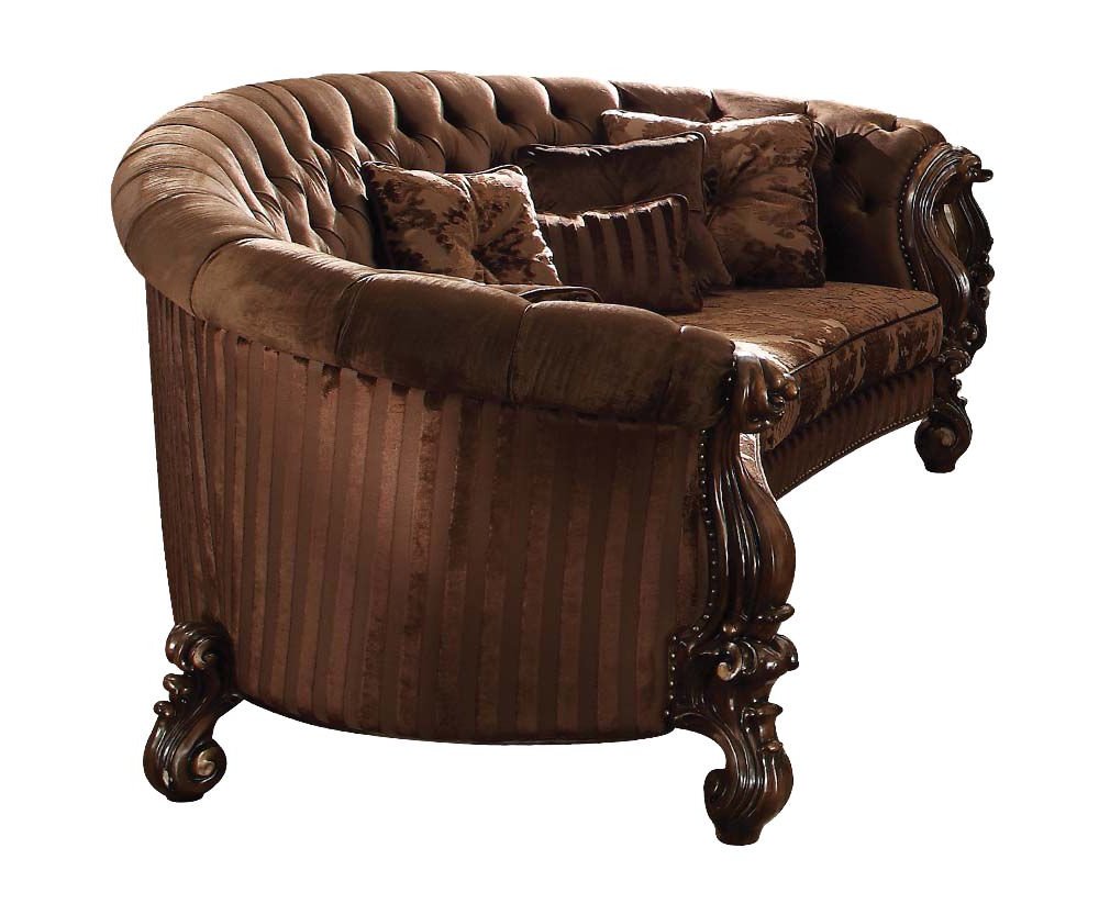 55" Brown Velvet Curved Sofa And Toss Pillows HomeRoots