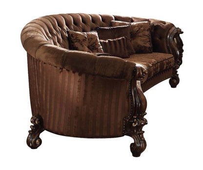 55" Brown Velvet Curved Sofa And Toss Pillows HomeRoots