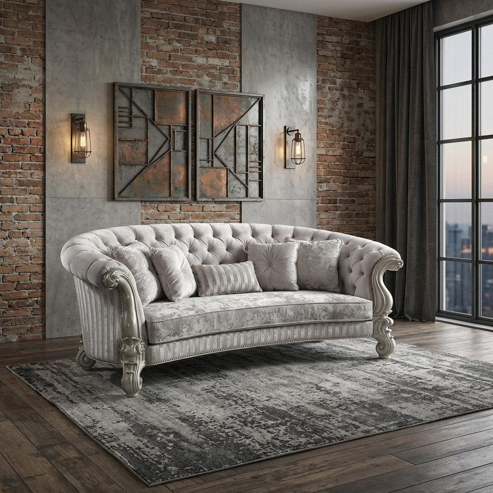 55" Brown Velvet Curved Sofa And Toss Pillows HomeRoots