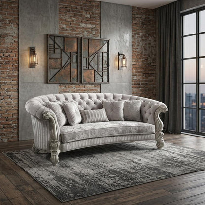 55" Brown Velvet Curved Sofa And Toss Pillows HomeRoots