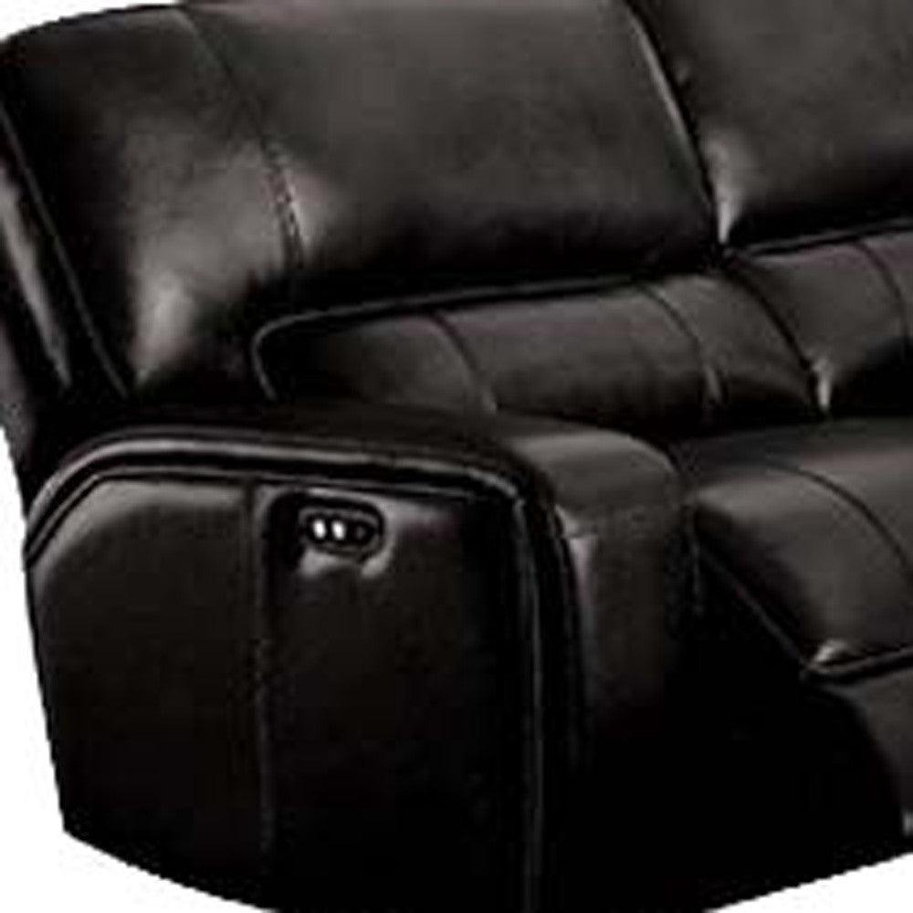 Black Faux Leather Power Reclining L Shaped Six Piece Corner Sectional With Console - FurniFindUSA