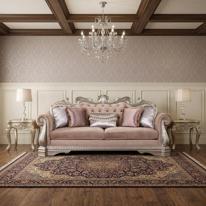 42" Rosegold Velvet Sofa And Toss Pillows With Silver Legs HomeRoots
