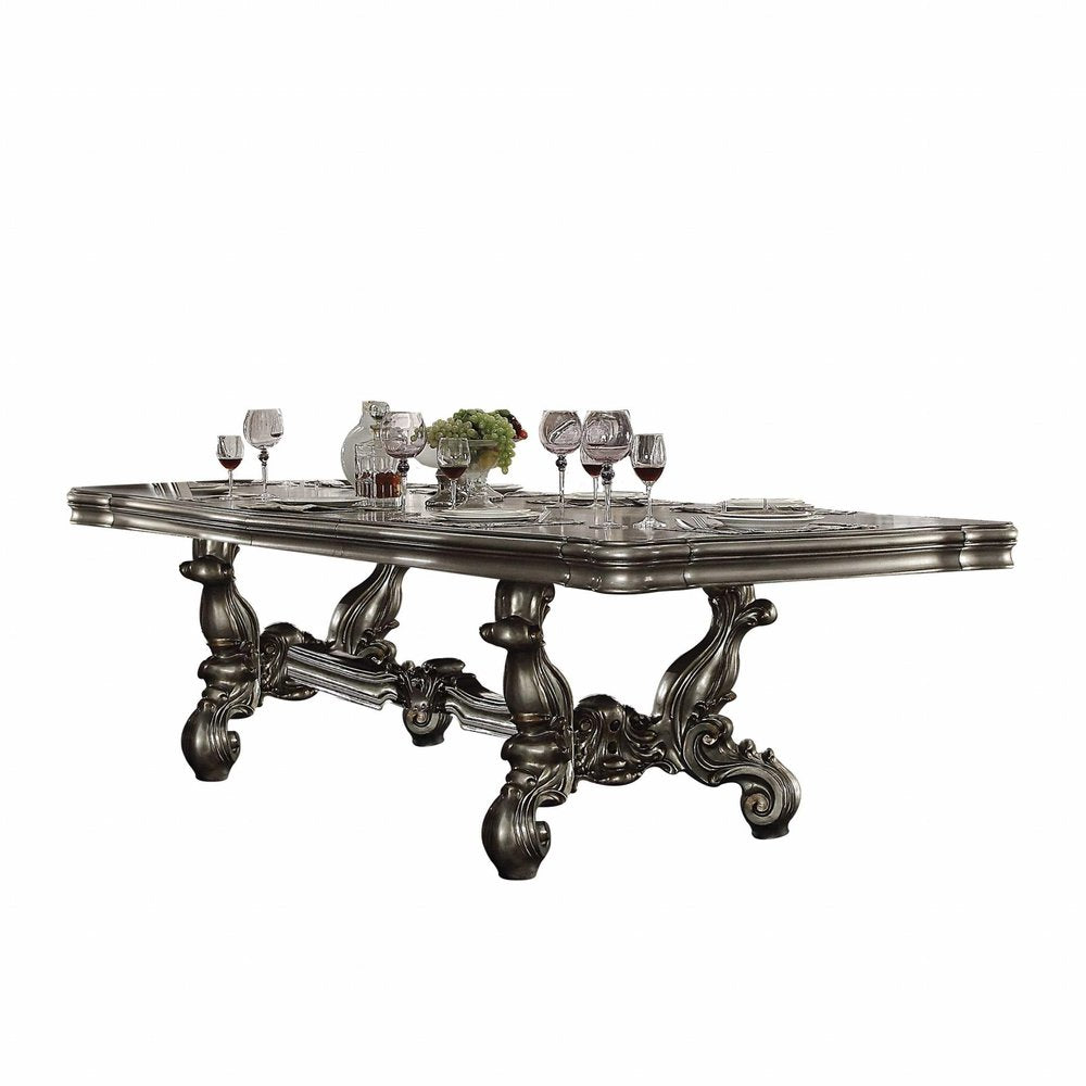 46" Platinum Solid Wood Trestle Base Dining Table HomeRoots