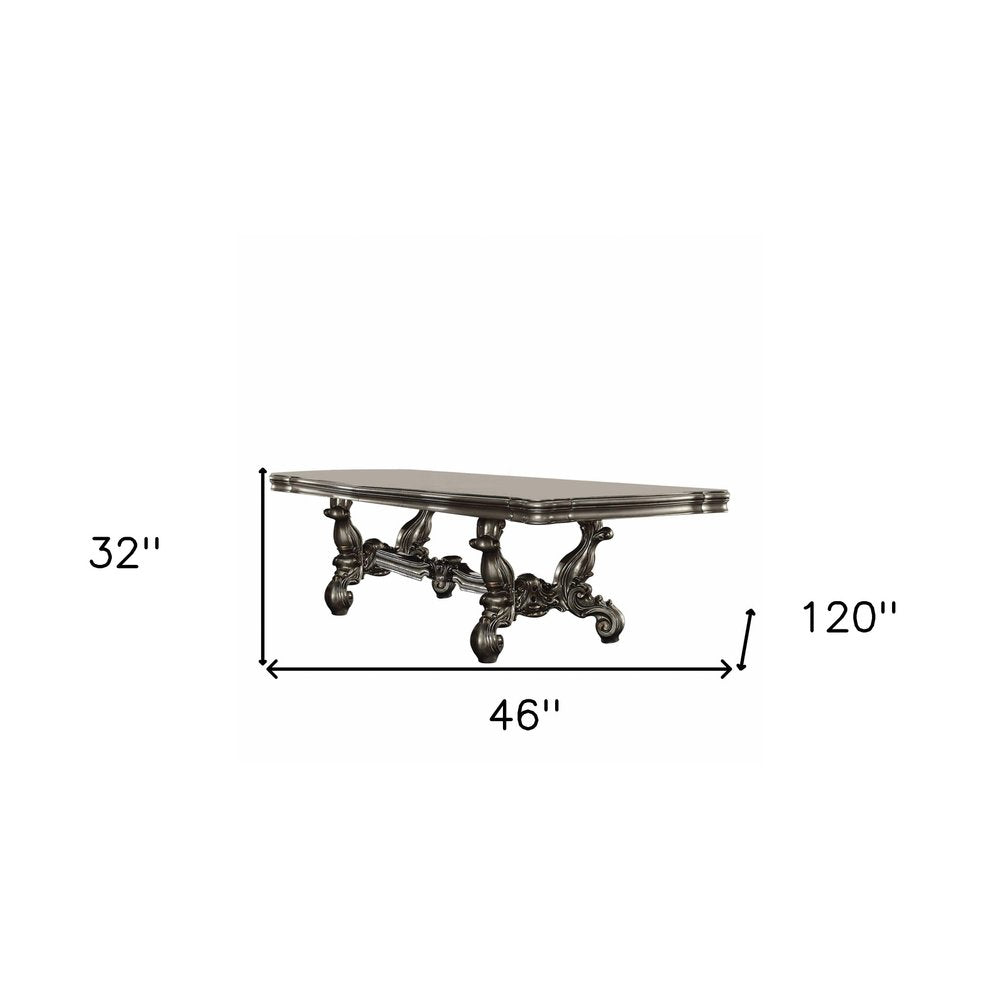 46" Platinum Solid Wood Trestle Base Dining Table HomeRoots