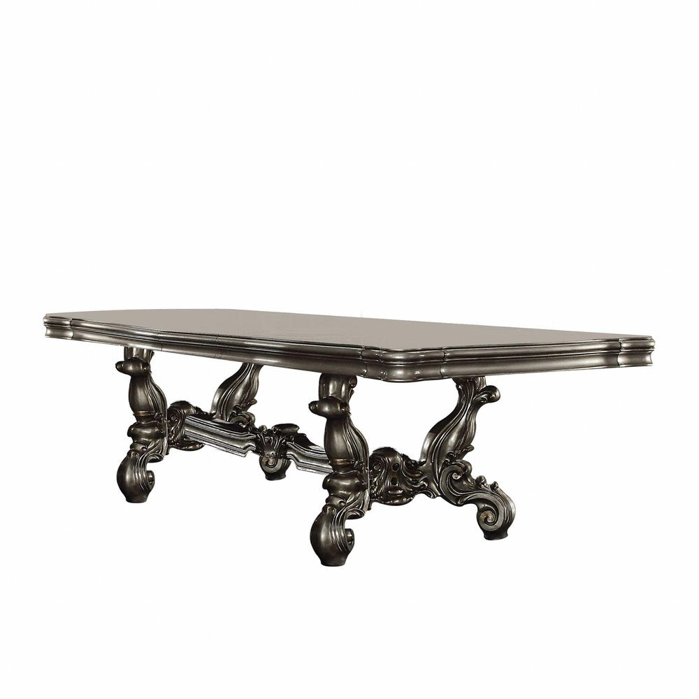 46" Platinum Solid Wood Trestle Base Dining Table HomeRoots