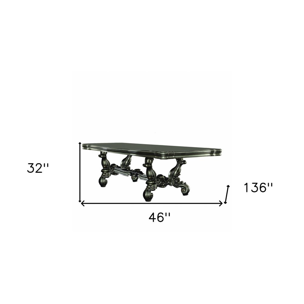 46" Platinum Solid Wood Trestle Base Dining Table HomeRoots