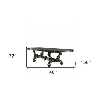 46" Green Solid Wood Trestle Base Dining Table HomeRoots