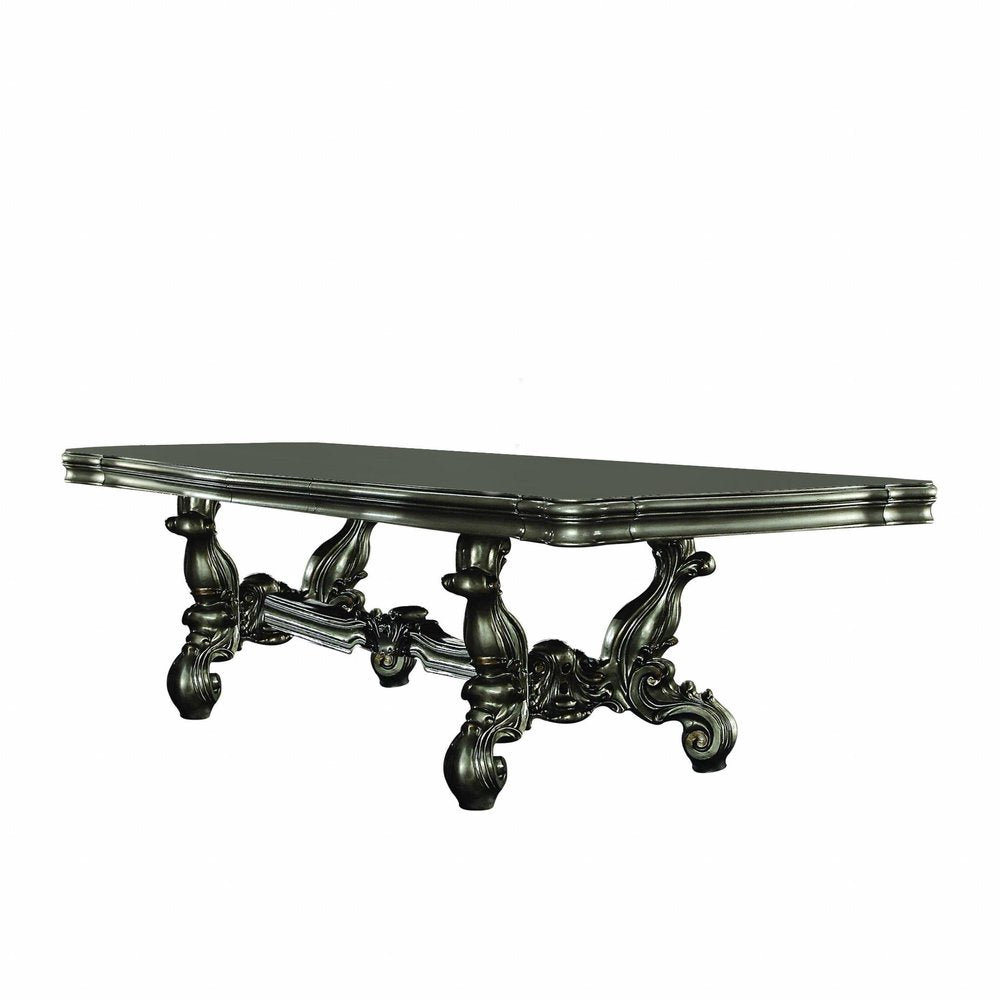 46" Platinum Solid Wood Trestle Base Dining Table HomeRoots