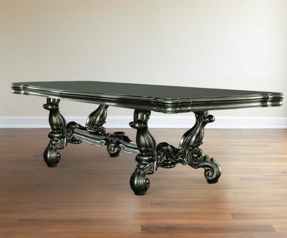 46" Green Solid Wood Trestle Base Dining Table