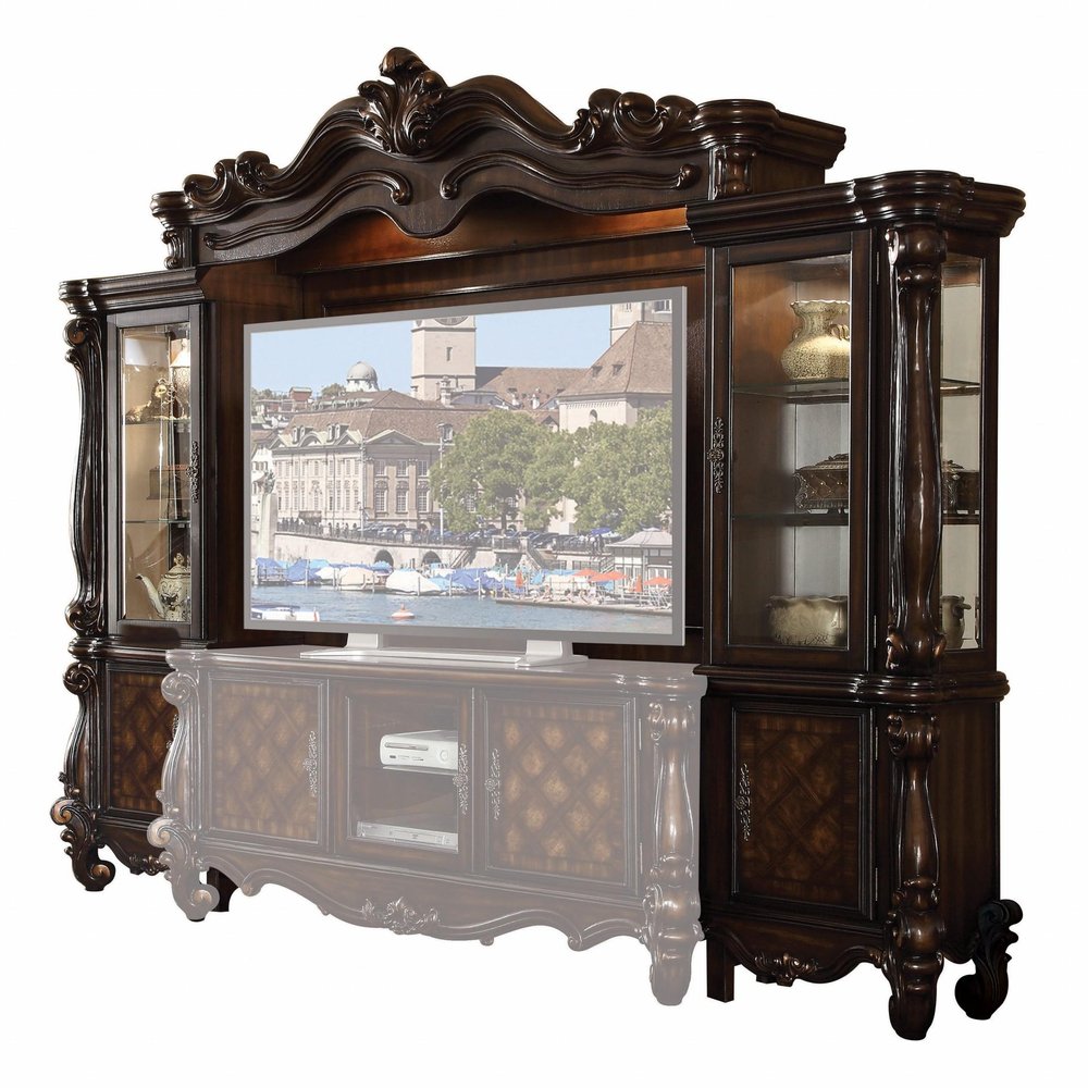 118" Dark Brown Solid Wood Floating Mount Entertainment Center HomeRoots