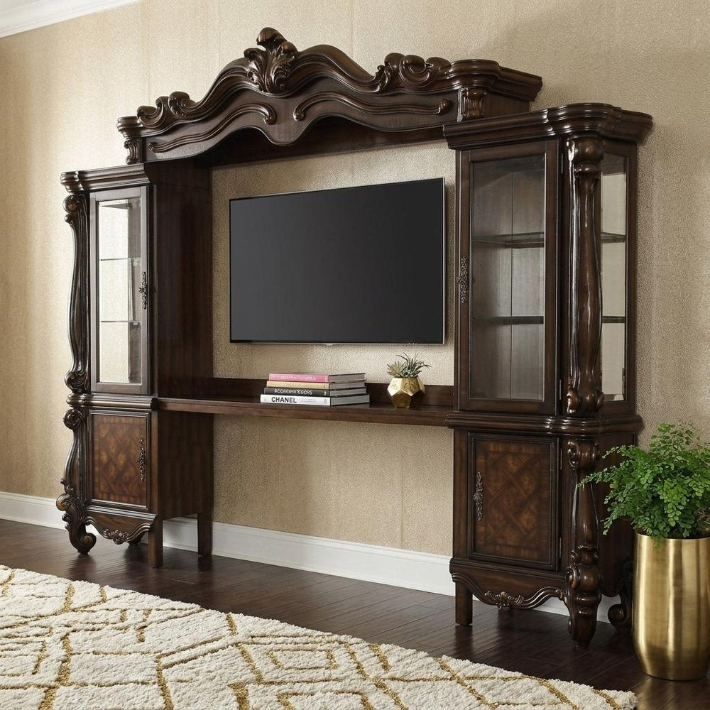 118" Dark Brown Solid Wood Floating Mount Entertainment Center HomeRoots